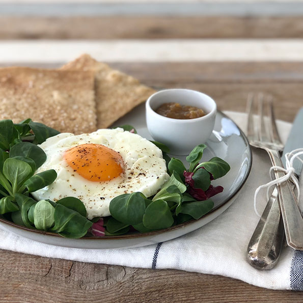 Oeuf frit au pesto de truffe noire